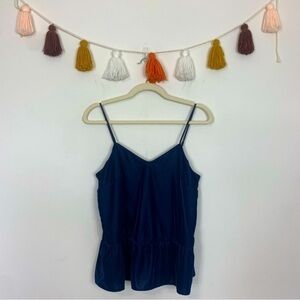 J. Crew Velvet Peplum Tank Navy Blue Size 4
